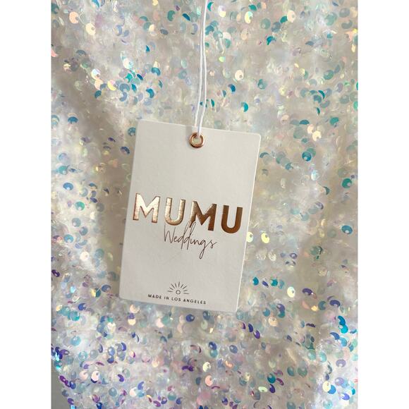 Show Me Your Mumu Eden Midi Dress in White Sparkle Sequins M NWT - Picture 7 of 8